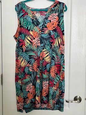 Lands' End Tropical Leaf Print Sleeveless Dress - Multi